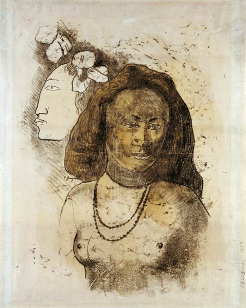 Tahitian Woman with Evil Spirit (L'Esprit veille) de Paul Gauguin