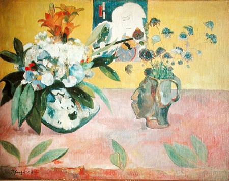 Flowers and a Japanese Print de Paul Gauguin