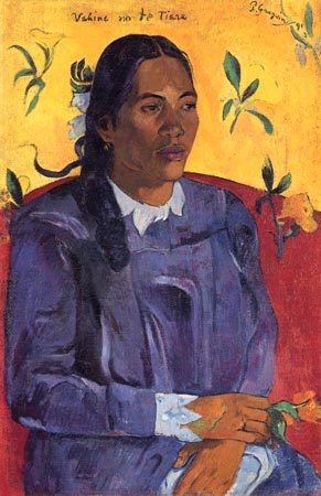 Mujer con la flor de Paul Gauguin