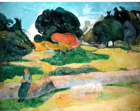 Girl Herding Pigs de Paul Gauguin
