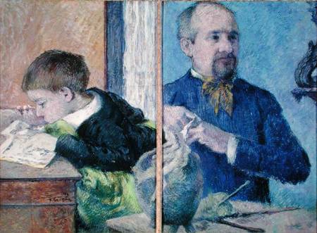Portrait of Jean Paul Aube (1837-1916) and his son de Paul Gauguin