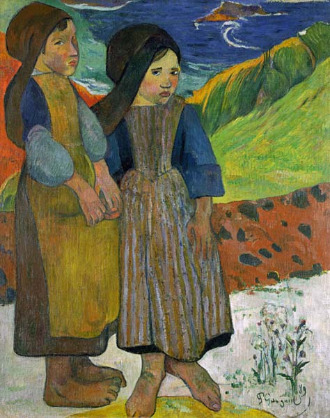 Two Breton Girls by the Sea de Paul Gauguin