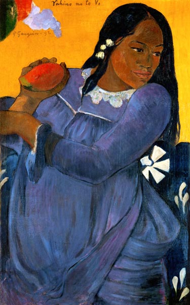 VAHINE NO TE VI (Frau in blauem Kleid mit Mangofrucht) de Paul Gauguin