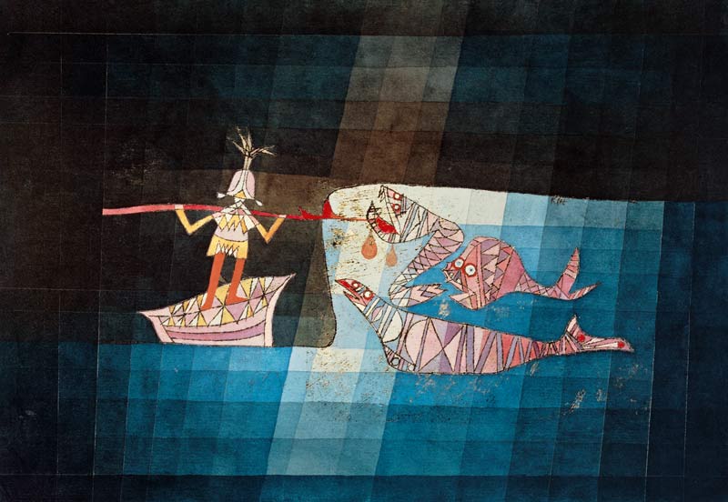 Fight scene out of the funny -- fantastic opera of de Paul Klee