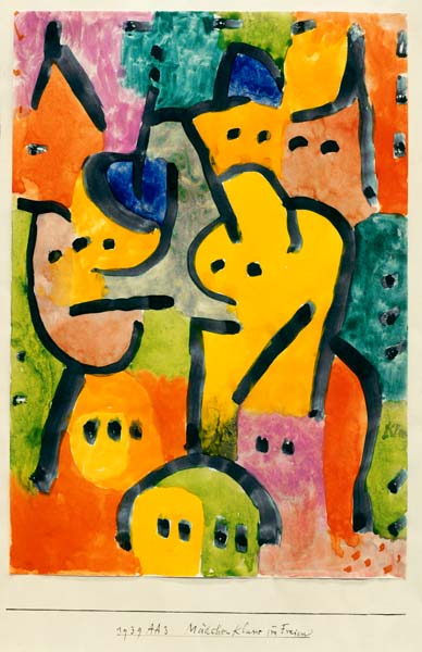 Maedchenklasse im Freien, 1939. de Paul Klee