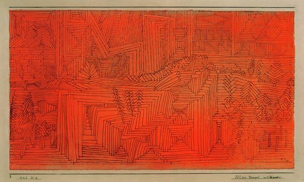 Felsentempel mit Tannen, 1926, de Paul Klee