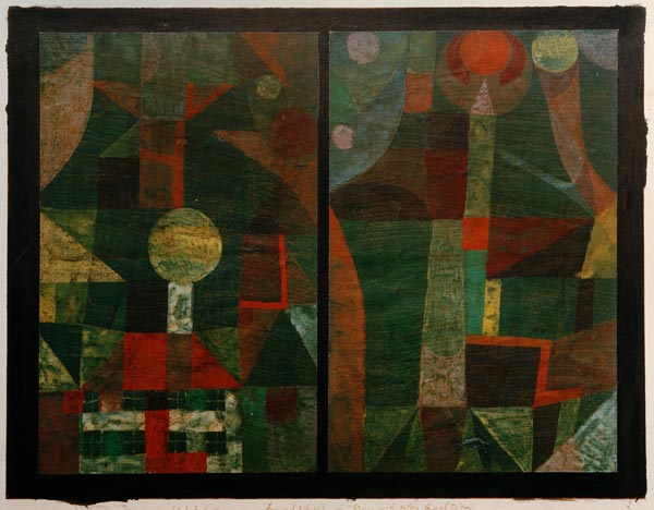 Landschaft in Gruen mit roten de Paul Klee