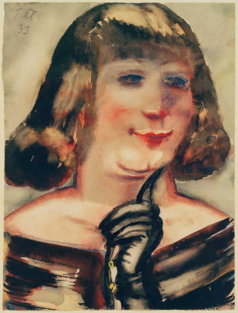 Portrait of a woman with a black glove de Paul Kleinschmidt