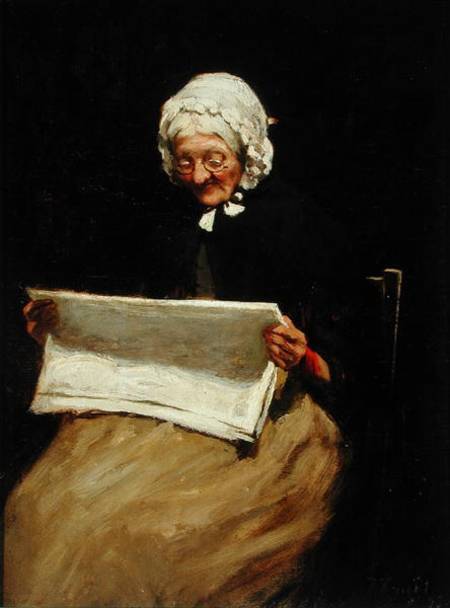 Old Woman Reading a Newspaper de Paul Knight