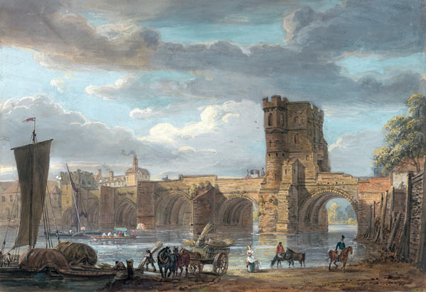 The Old Welsh Bridge, Shrewsbury  on de Paul Sandby