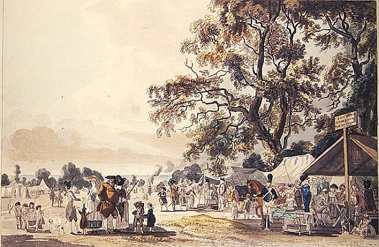 The Encampment in Hyde Park, 1780 (colour aquatint) de Paul Sandby