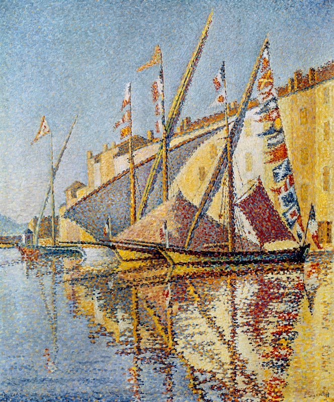 Sailing boats in the port of St. Tropez. de Paul Signac