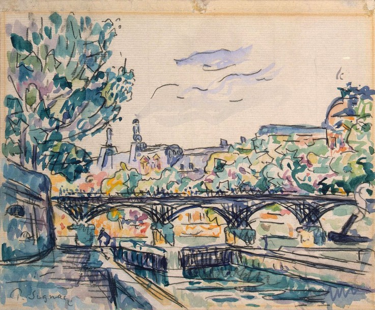 Bank of the Seine Near the Pont des Arts with a View of the Louvre de Paul Signac