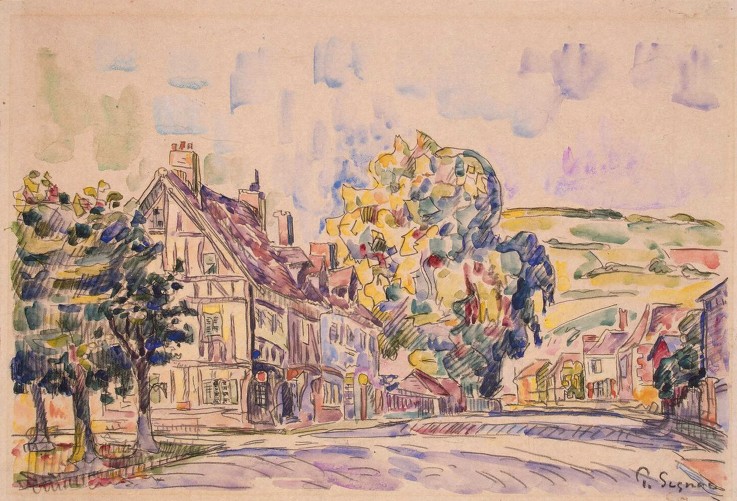 Street with a Frame House in Normandy de Paul Signac