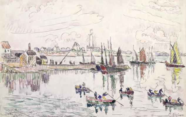 The Port of Lomalo, Brittany, 1922 (w/c & pencil on paper) de Paul Signac
