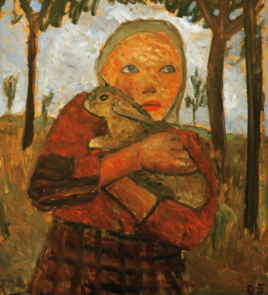 Girl with rabbit de Paula Modersohn-Becker