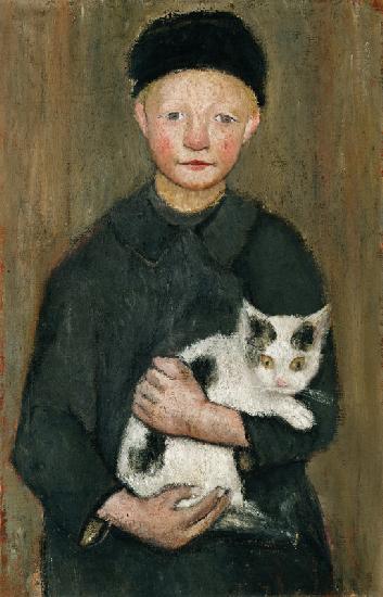 Niño con un gato