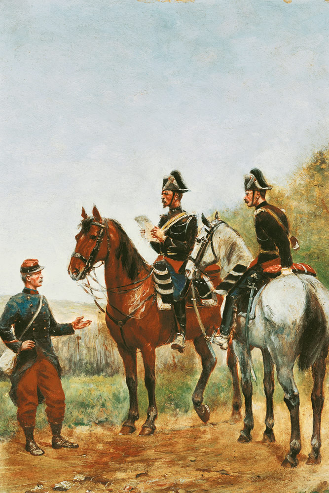 Police Officers on an Inspection Tour Checking a Serviceman in 1885 de Paul Emile Leon Perboyre