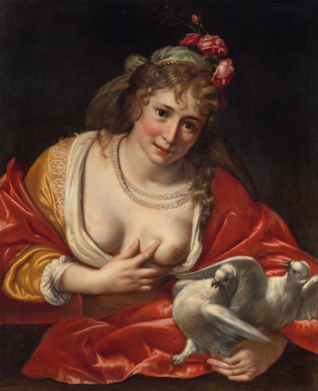 Venus, two pigeons nursing. de Paulus Moreelse