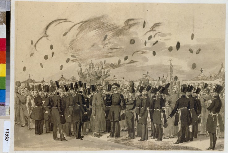 Grand Duke Mikhail Pavlovich Visiting the Camp of the Life-Guard Finland Regiment on July 8, 1837 de Pawel Andrejewitsch Fedotow