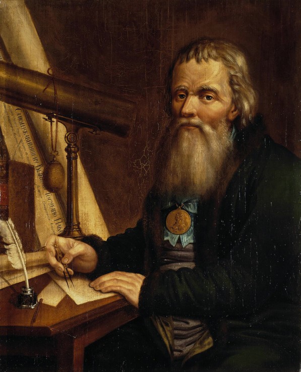 Portrait of the mechanic and inventor Ivan P. Kulibin (1735-1818) de Pawel Petrowitsch Wedenezki