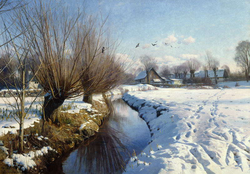 Sunny Winter's Day at the Stream de Peder Moensted
