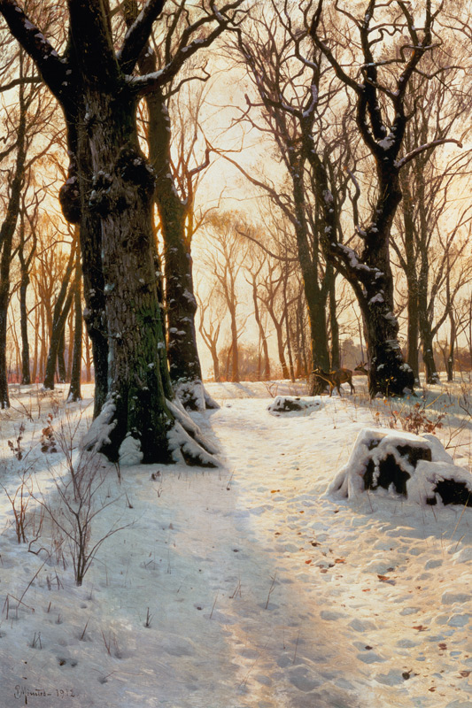 Winter woods with deer. de Peder Moensted