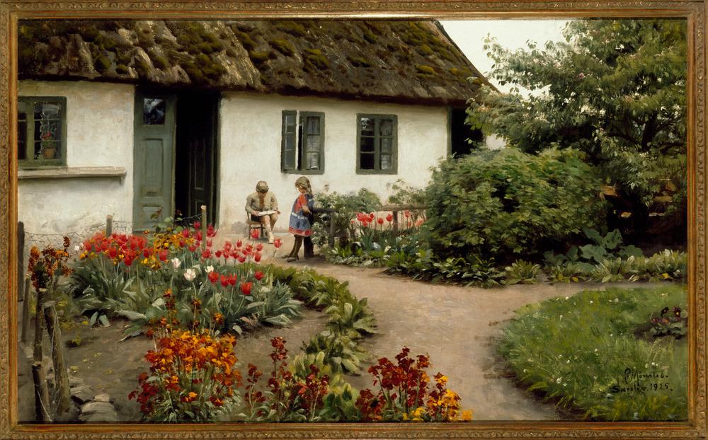 Reading in the Flower Garden de Peder Moensted