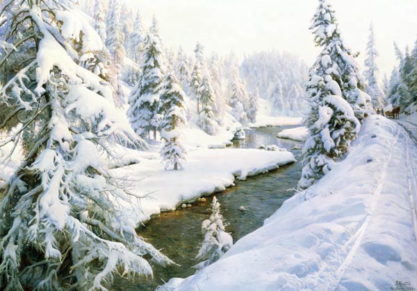 Winter landscape with St. Moritz. de Peder Moensted