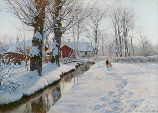 Winter landscape at Broendbyvester1927 de Peder Moensted