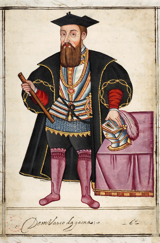 Sloane 197 f.18 Vasco da Gama (c.1469-1525), illustration from 'Historical Accounts of Portuguese Se de Pedro Barretto de Resende