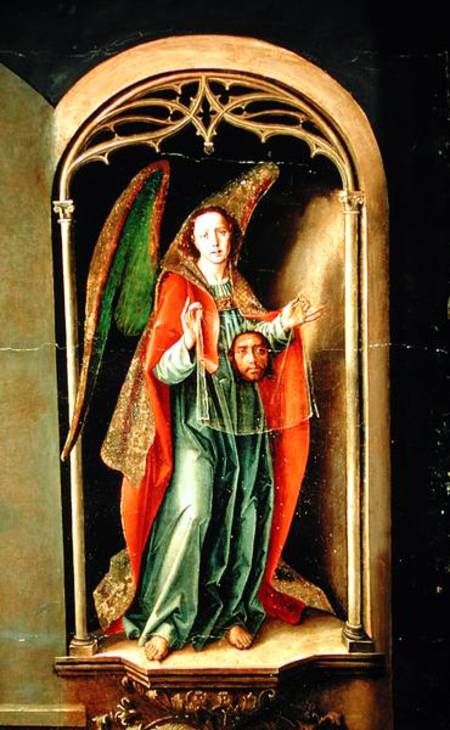 Angel holding the Holy Shroud, detail from the Altarpiece of St. Thomas Aquinas de Pedro Berruguete