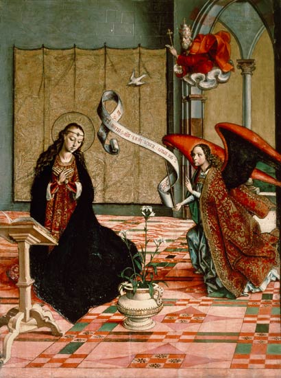 The Annunciation, detail from the Altarpiece of St. Anne and the Virgin de Pedro Berruguete