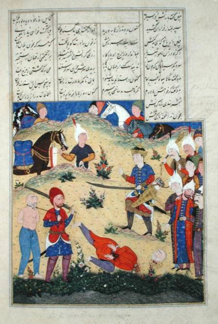 Ms D-184 fol.208b The decapitation of Afrasiab's dream comes to pass, illustration from the 'Shahnam de Persian School