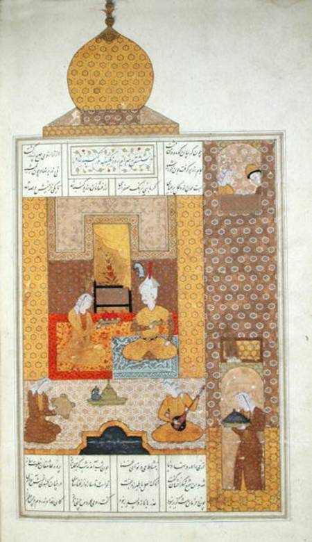 Ms D-212 fol.205b Bahram (420-28) Visits the Princess of Turkestan, illustration to 'The Seven Princ de Persian School