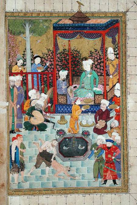 Ms C-822 fol.1v A Princely Reception, illustration from the 'Shahnama' (Book of Kings), by Abu'l-Qas de Persian School