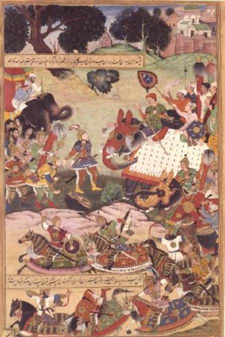 Battle between the forces of Persia and Turan, illustration from the 'Shahnama' (Book of Kings) de Persian School