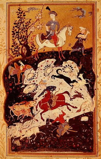 Hunting Scene from ''The Book of Love'', Safavid Dynasty de Persian School