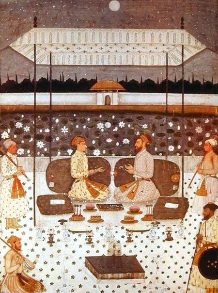 Two Moghul Princes Conversing at Night de Persian School