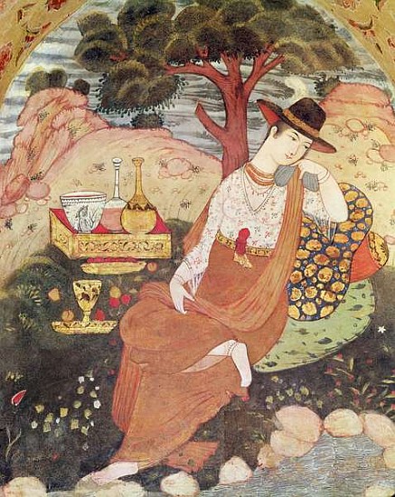 Princess sitting in a garden, Safavid Dynasty de Persian School