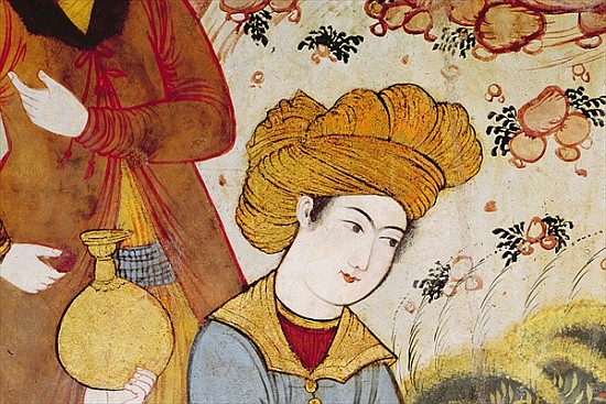Shah Abbas I (1588-1629) and a Courtier offering fruit and drink (detail of 155563 depicting the hea de Persian School