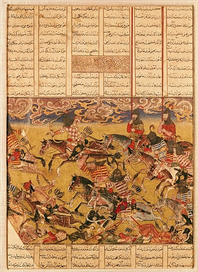 The Charge of the Cavaliers of Faramouz, illustration from the ''Shahnama'' (Book of Kings), Abu''l- de Persian School