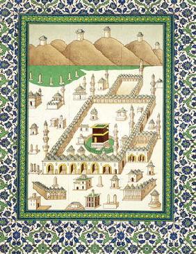 Schematic View of Mecca, showing the Qua'bah, from a book on Persian ceramics (print)