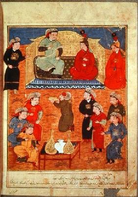 Ms. Supp. Pers. 1113 fol.203v Arghan Khan with two of his wives and his son Ghazan