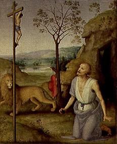 The St. Hieronymus in the desert de Perugino (eigentl. Pierto di Cristoforo Vanucci)