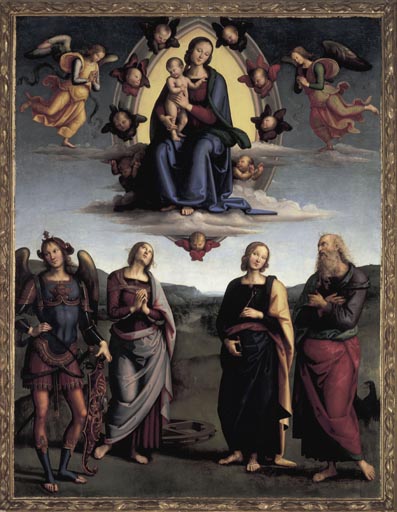 Madonna in der Glorie mit vier Heiligen de Perugino (eigentl. Pierto di Cristoforo Vanucci)