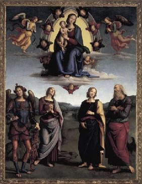 Madonna in der Glorie mit vier Heiligen