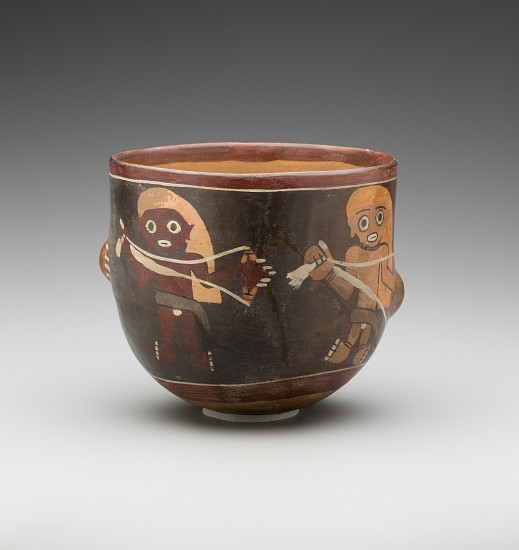 Bowl decorated with men spinning, Nazca South Coast de Peruvian School