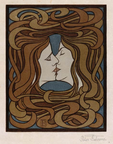 The kiss. Woodcut. de Peter Behrens