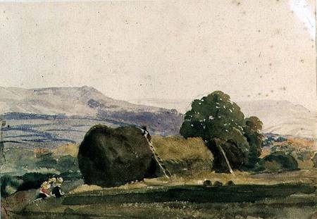 Landscape with haystacks (pencil and w/c) de Peter de Wint